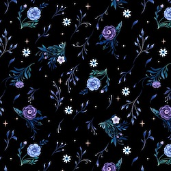 Black - Tossed Small Floral